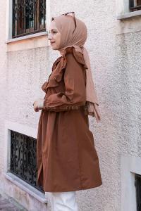 Brown Medium Crew Neck Cotton Unprinted Tunic