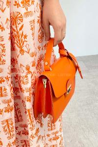 Orange Buckle Skin Hand Bag Bag