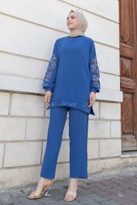 Indigo Crew Neck Long Arm Without Accessories Ayrobin Trousers Comfortable Suit