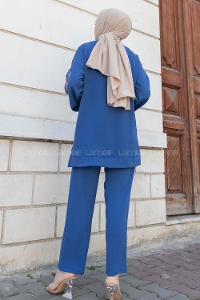 Indigo Crew Neck Long Arm Without Accessories Ayrobin Trousers Comfortable Suit