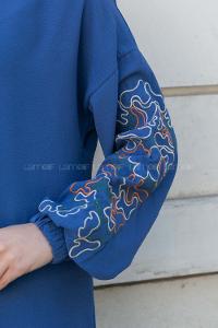 Indigo Crew Neck Long Arm Without Accessories Ayrobin Trousers Comfortable Suit