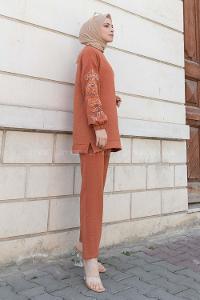 Tile Crew Neck Long Arm Without Accessories Ayrobin Trousers Comfortable Suit