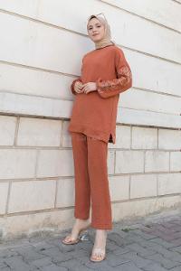 Tile Crew Neck Long Arm Without Accessories Ayrobin Trousers Comfortable Suit