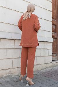 Tile Crew Neck Long Arm Without Accessories Ayrobin Trousers Comfortable Suit