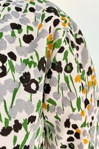 Gray Crew Neck Poplin Fabric Printed Dresess