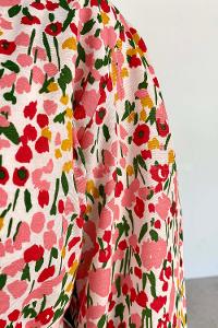 Pink Crew Neck Poplin Fabric Printed Dresess