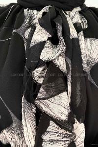 Black Mandarin Collar Cotton Fabric Printed Dresess