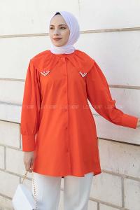 Orange Shirt Collar Shirt