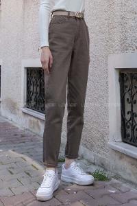 Modalamelif Yüksel Bel Dar Paça Jean Pantolon Kahverengi
