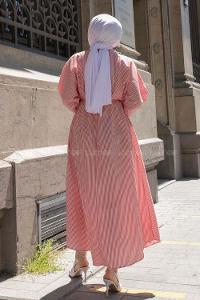 Red Crew Neck Cotton Unprinted Dresess