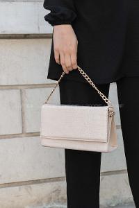 Cream Buckle Skin Hand Bag Bag