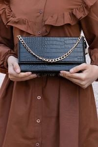 Black Buckle Skin Hand Bag Bag