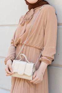 Cream Buckle Skin Hand Bag Bag