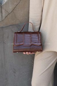 Tan Buckle Skin Hand Bag Bag