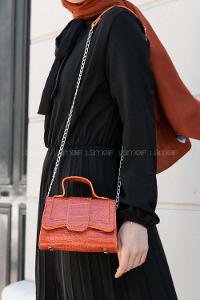 Orange Buckle Skin Hand Bag Bag