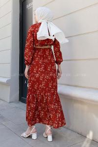 Tile Crew Neck Cotton Fabric Printed Dresess