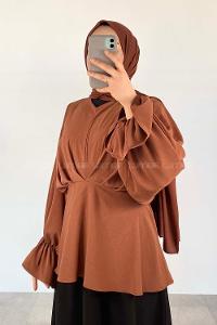 Bitter Brown V Neck Crepe Fabric Unprinted Tunic