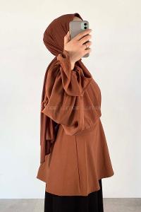 Bitter Brown V Neck Crepe Fabric Unprinted Tunic