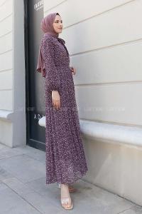 Plato Mandarin Collar Cotton Fabric Printed Dresess