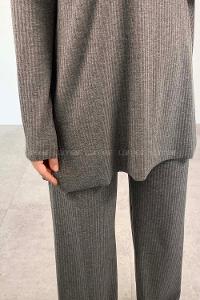 Gray Crew Neck Long Arm Without Accessories Cotton Fabric Regular Trousers Comfortable Suit
