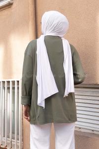 Khaki Crew Neck Long Arm Unprinted Sweatshirt