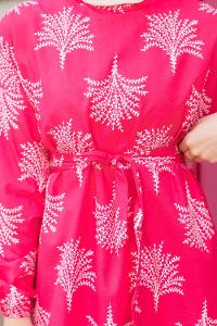 Fuchsia Mock Turtle Neck Cotton Printed Dresess