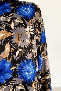 Indigo Shirt Collar Long Arm Cotton Fabric Printed Shirt