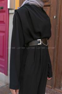 Black Roll Neck Crepe Fabric Unprinted Overalls