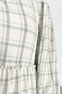 Mint Green Crew Neck Ayrobin Printed Dresess