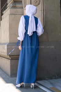 Indigo Shirt Collar Cotton Unprinted Dresess
