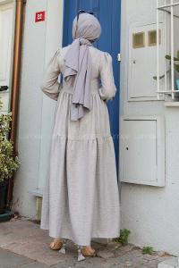 Light Grey Crew Neck Viscose Fabric Unprinted Dresess