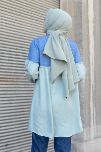 Mint Green Mandarin Collar Long Arm Ayrobin Unprinted Shirt