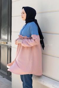 Powder Mandarin Collar Long Arm Ayrobin Unprinted Shirt