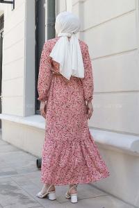 Powder Crew Neck Cotton Fabric Printed Dresess