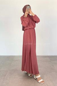 Rose Crew Neck Ayrobin Unprinted Dresess