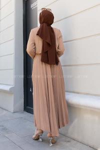 Brown With Milk Crew Neck Ayrobin Unprinted Dresess