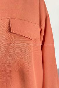 Salmon Shirt Collar Long Arm Cotton Fabric Unprinted Shirt