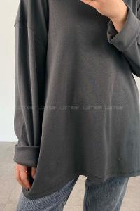 Oil Green Crew Neck Long Arm Unprinted Sweatshirt
