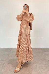 Tile Crew Neck Cotton Fabric Printed Dresess