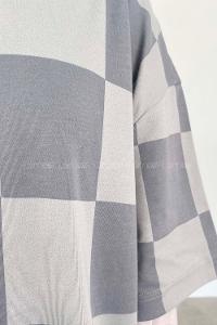 Gray Crew Neck Half Arm Arm Cotton Printed T-shirt