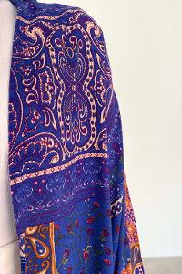 Indigo Bat Sleeve Arm Without Accessories Linen Plaid Kimono