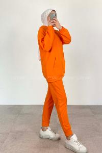Orange Hood Neck Long Arm Without Accessories Cotton Elastic Trousers Comfortable Suit