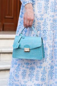 Ice Blue Buckle Skin Hand Bag Bag