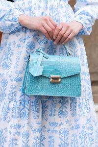 Ice Blue Buckle Skin Hand Bag Bag