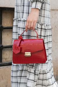 Red Buckle Skin Hand Bag Bag