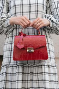 Red Buckle Skin Hand Bag Bag