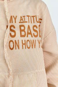 Beige Hood Neck Cotton Printed Tunic