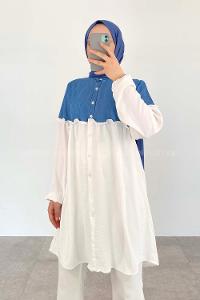 White Mandarin Collar Long Arm Ayrobin Unprinted Shirt
