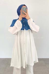 White Mandarin Collar Long Arm Ayrobin Unprinted Shirt