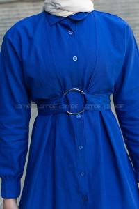 Saxe Shirt Collar Poplin Fabric Unprinted Tunic